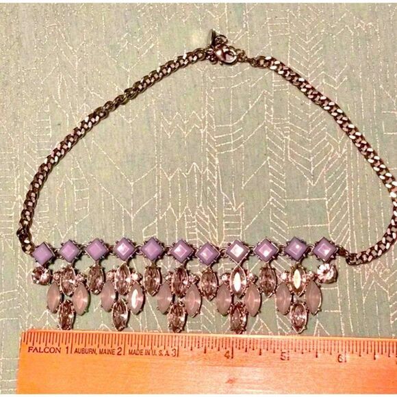 Light blue collar necklace w adjustable silver chain marquis clusters dazzling - Picture 7 of 16